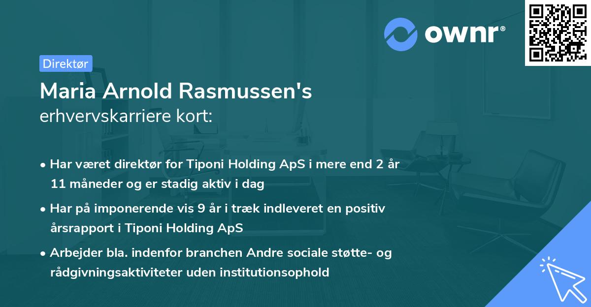 Maria Arnold Rasmussen's erhvervskarriere kort