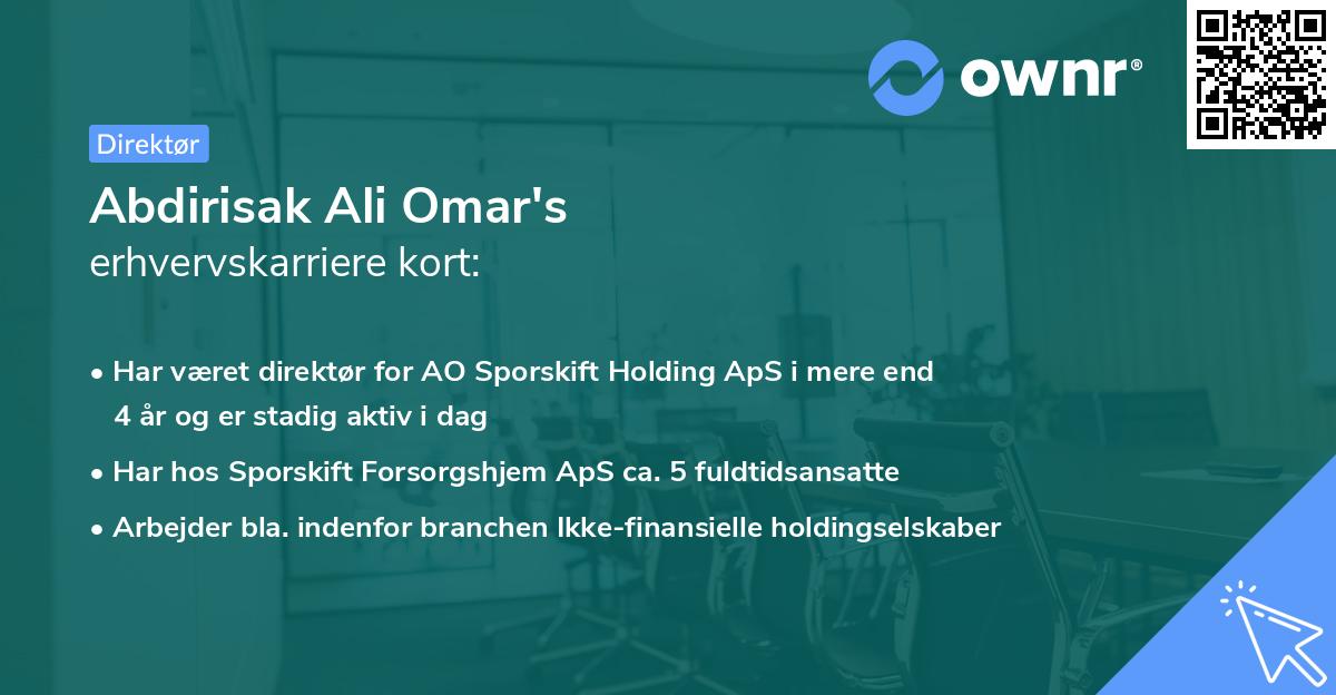Abdirisak Ali Omar's erhvervskarriere kort