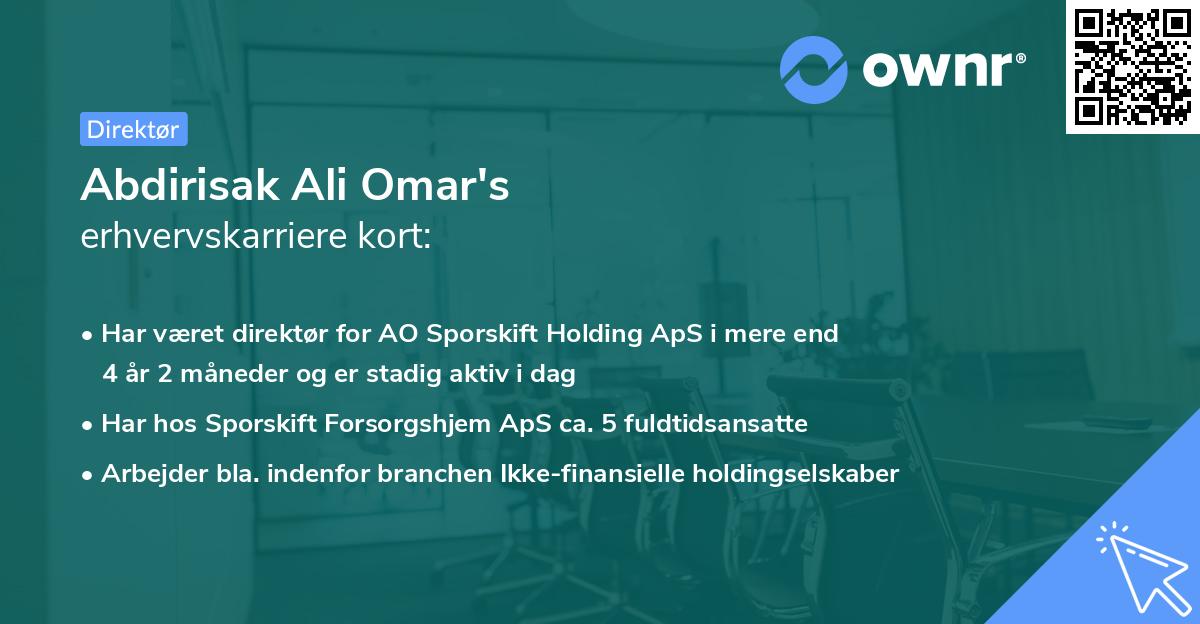 Abdirisak Ali Omar's erhvervskarriere kort