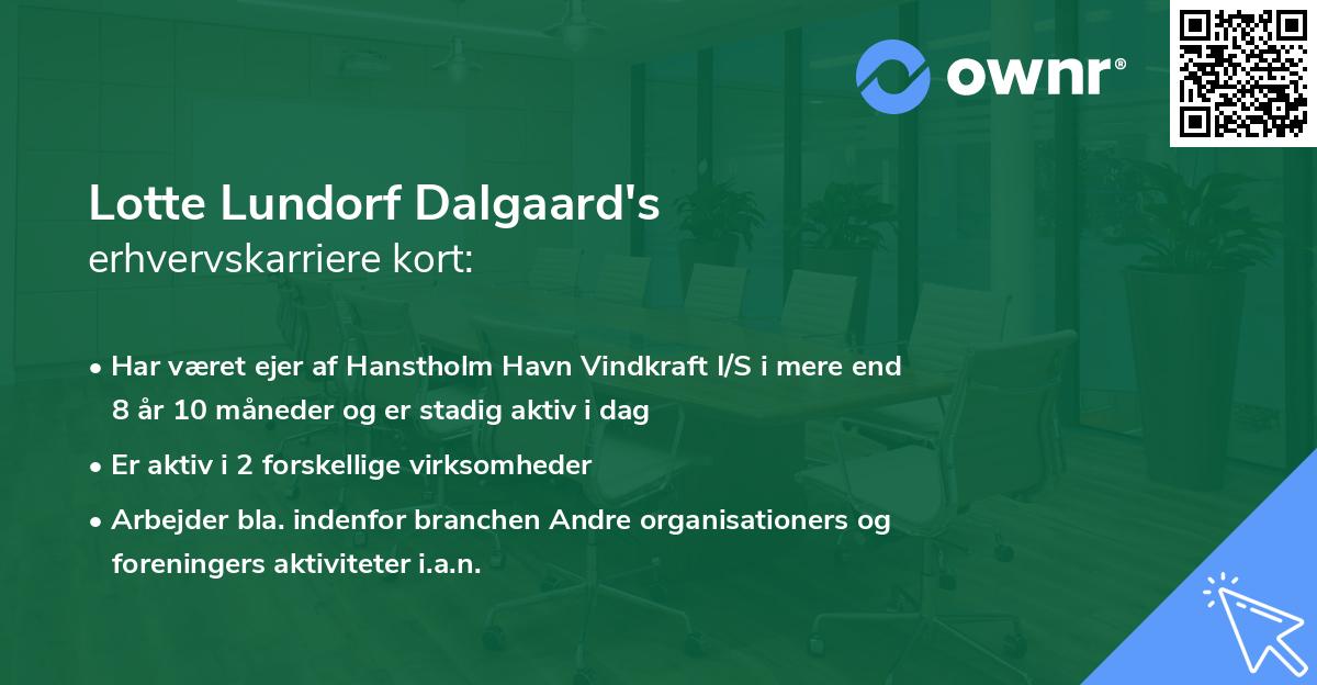 Lotte Lundorf Dalgaard's erhvervskarriere kort