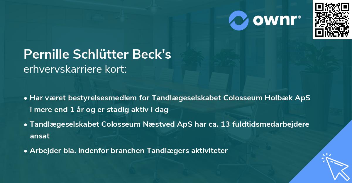 Pernille Schlütter Beck's erhvervskarriere kort