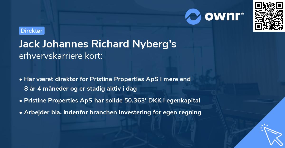 Jack Johannes Richard Nyberg's erhvervskarriere kort