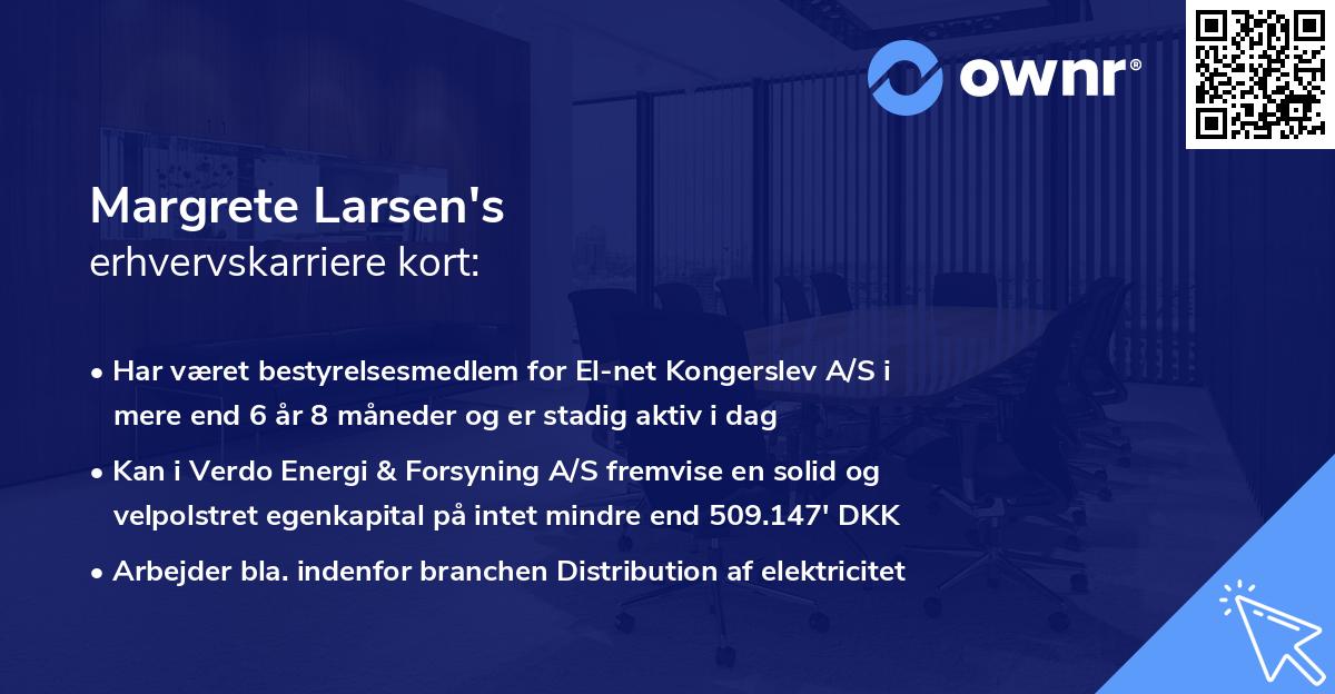 Margrete Larsen's erhvervskarriere kort