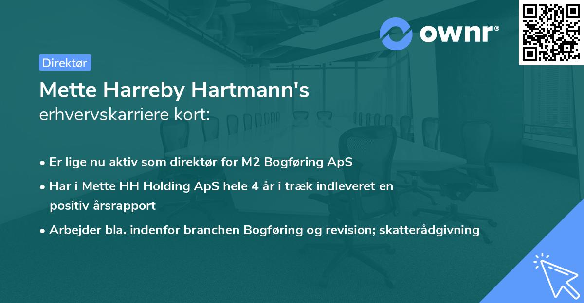Mette Harreby Hartmann's erhvervskarriere kort