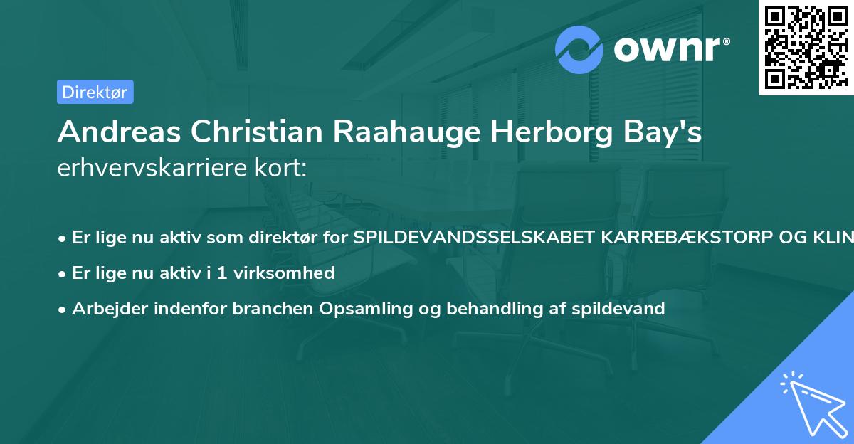Andreas Christian Raahauge Herborg Bay's erhvervskarriere kort