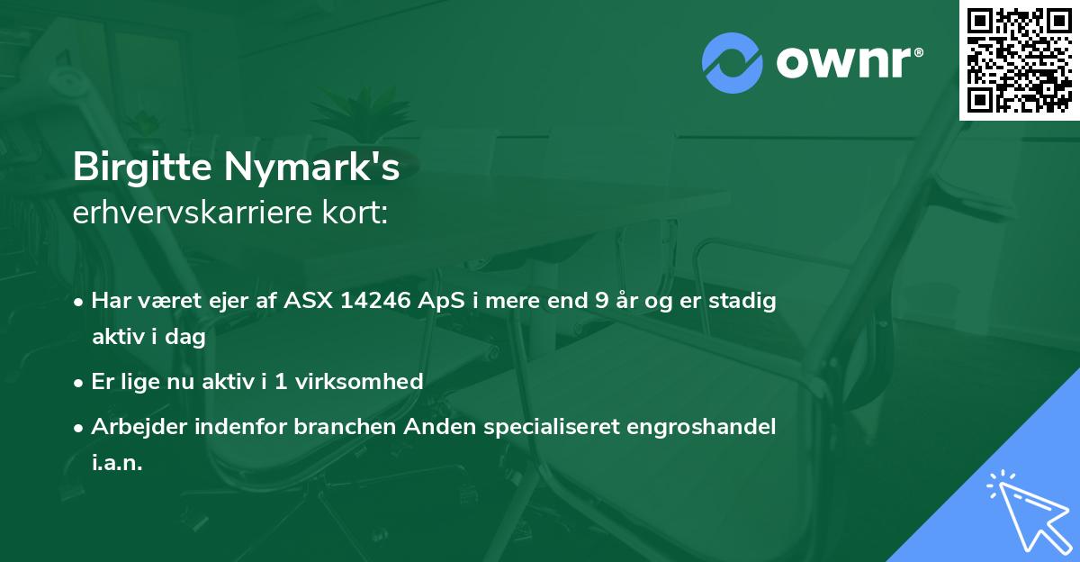 Birgitte Nymark's erhvervskarriere kort