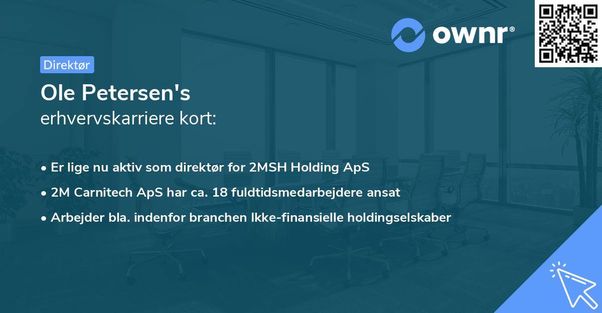 Ole Petersen's erhvervskarriere kort