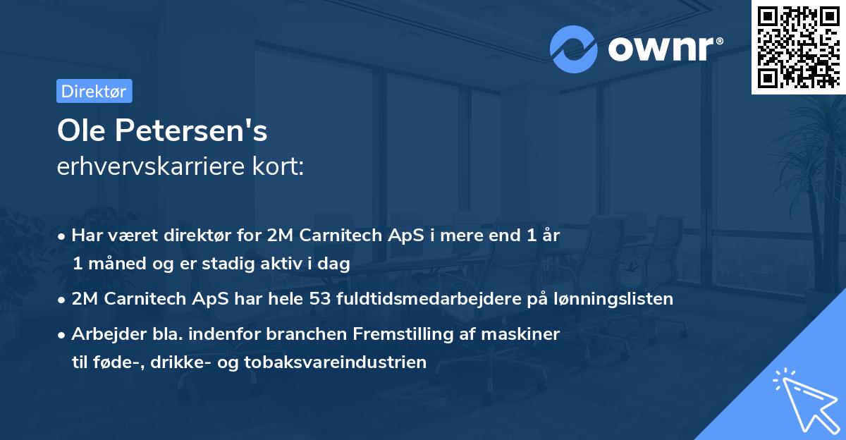 Ole Petersen's erhvervskarriere kort