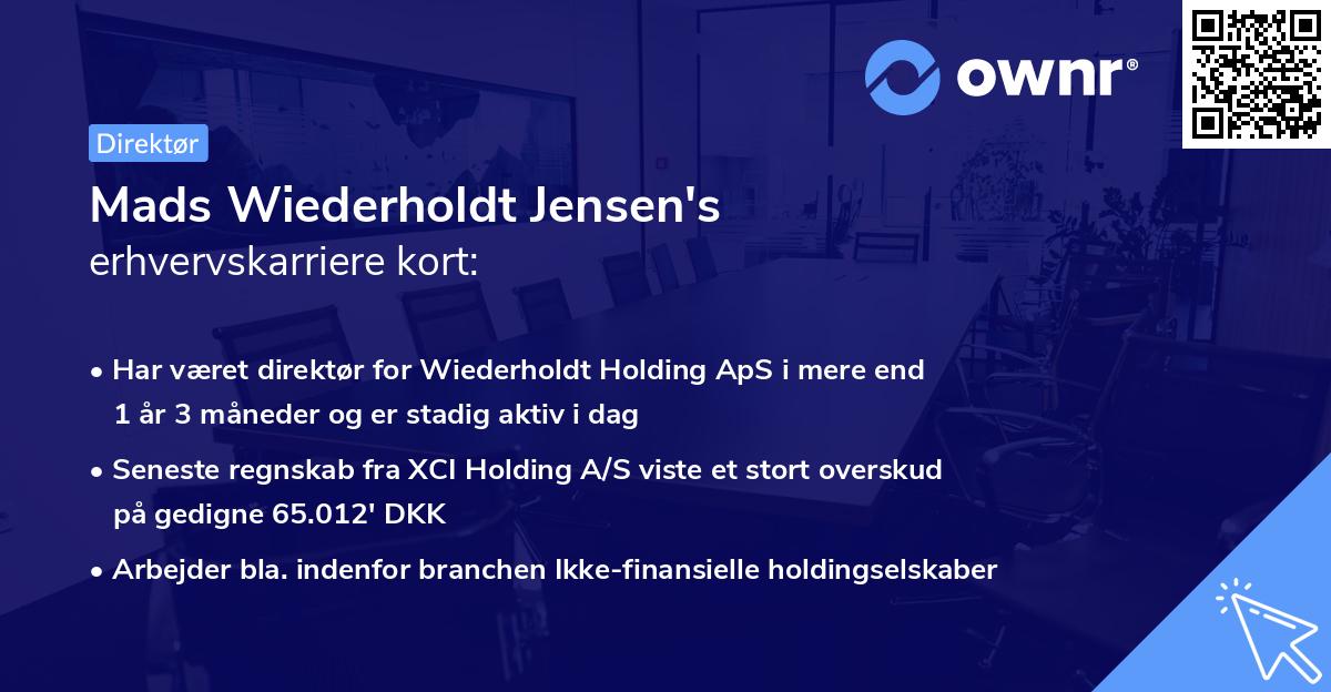 Mads Wiederholdt Jensen's erhvervskarriere kort
