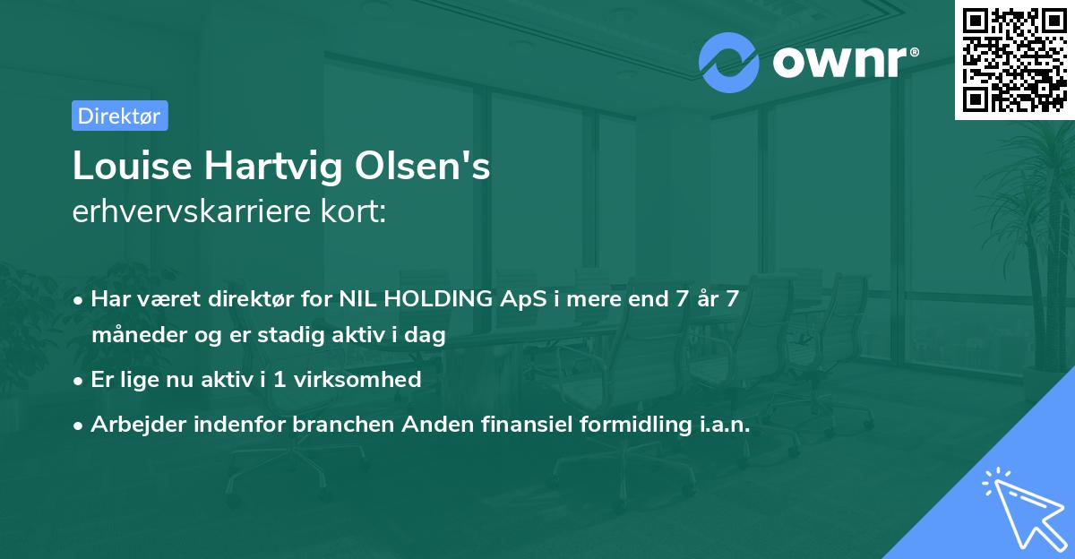 Louise Hartvig Olsen's erhvervskarriere kort