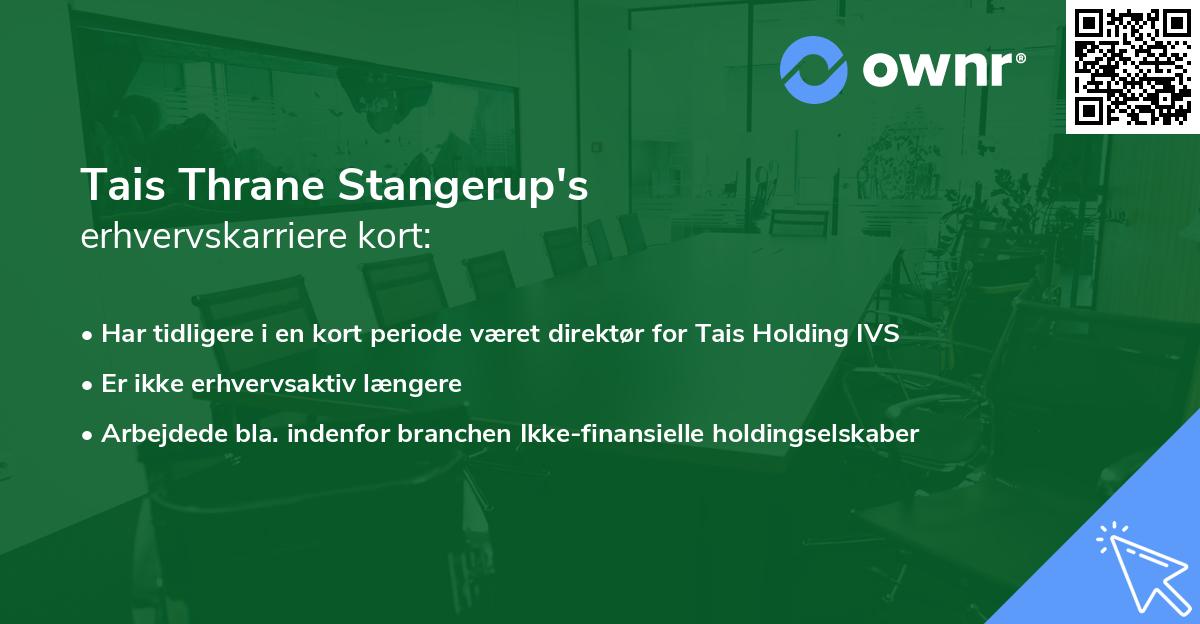 Tais Thrane Stangerup's erhvervskarriere kort