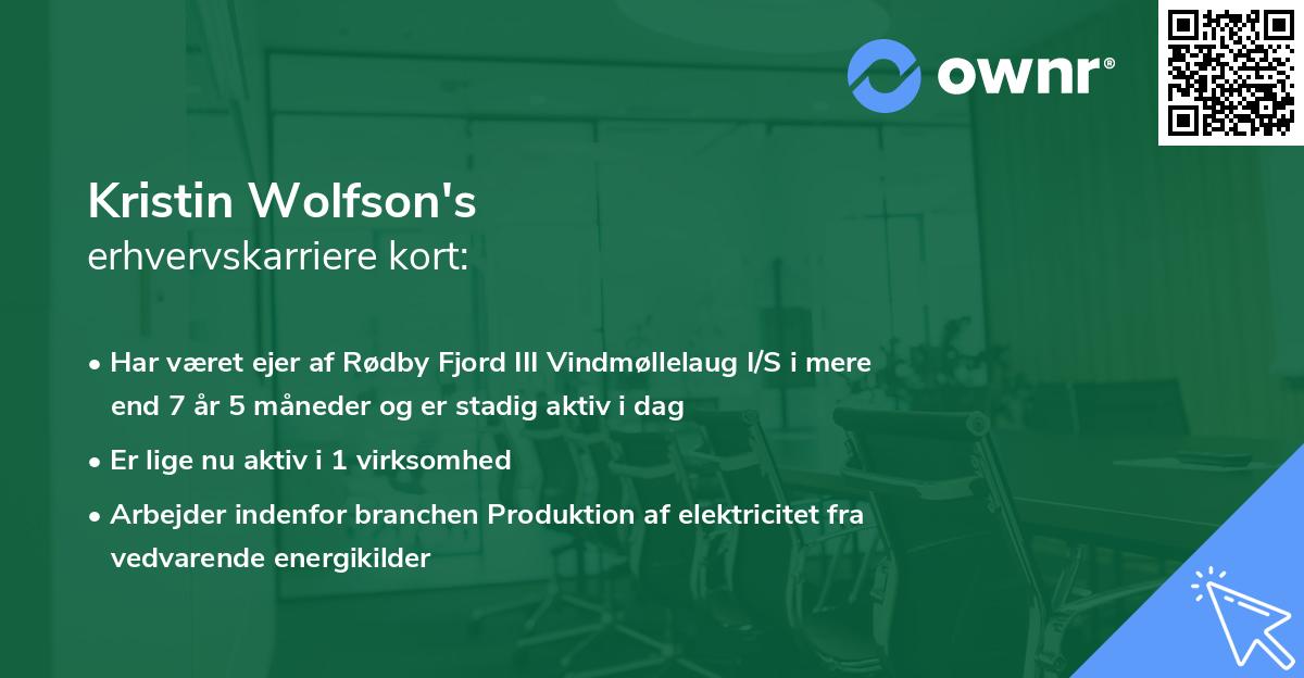 Kristin Wolfson's erhvervskarriere kort