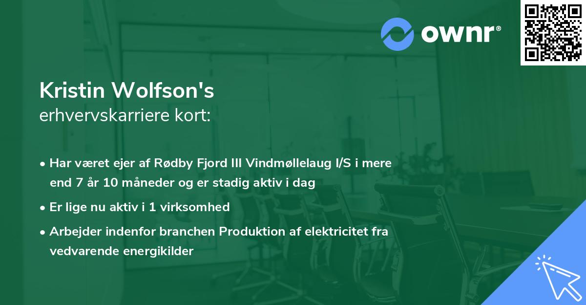 Kristin Wolfson's erhvervskarriere kort