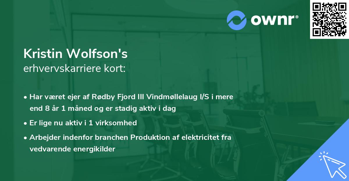 Kristin Wolfson's erhvervskarriere kort