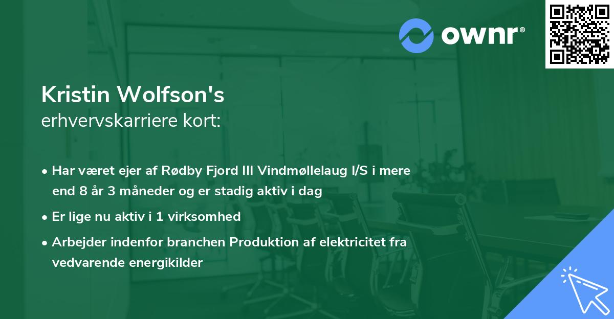 Kristin Wolfson's erhvervskarriere kort