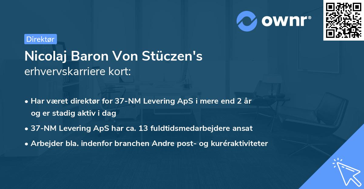 Nicolaj Baron Von Stüczen's erhvervskarriere kort