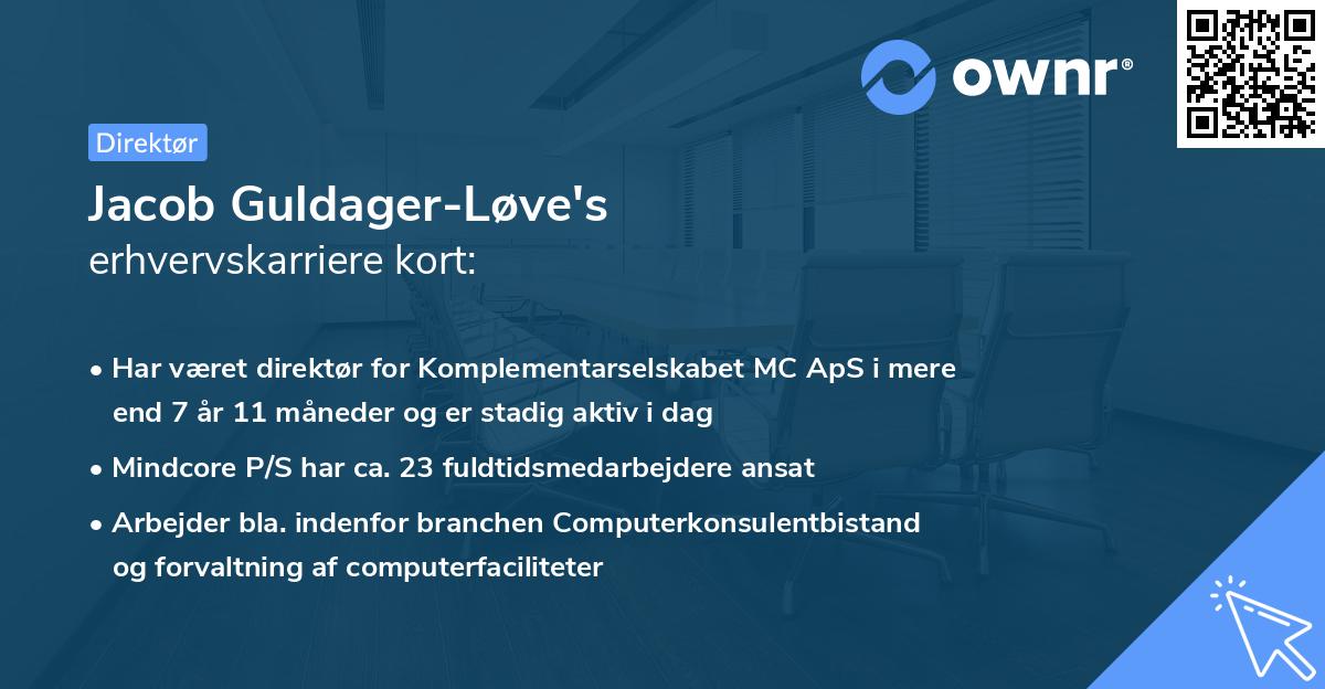 Jacob Guldager-Løve's erhvervskarriere kort