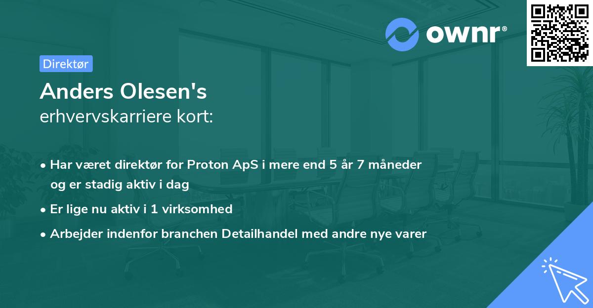 Anders Olesen's erhvervskarriere kort