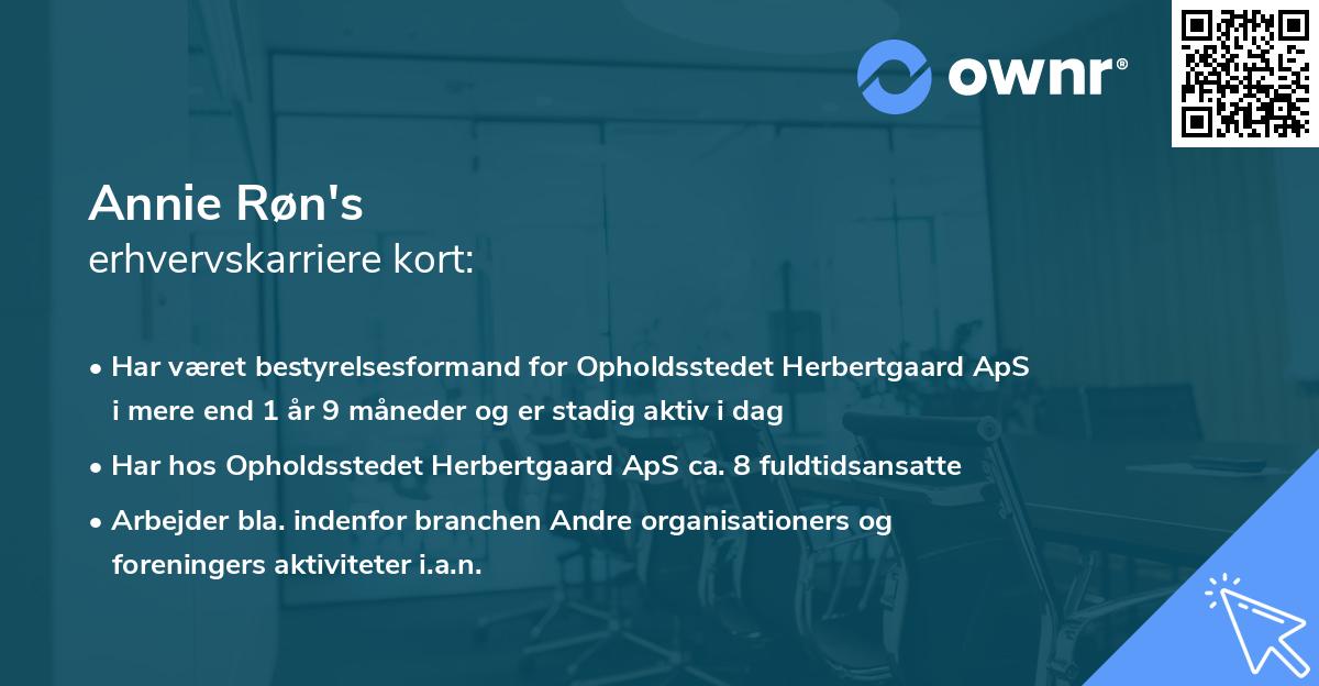 Annie Røn's erhvervskarriere kort
