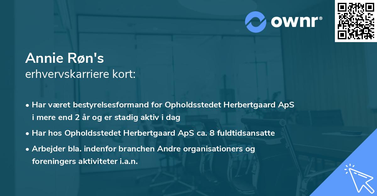 Annie Røn's erhvervskarriere kort