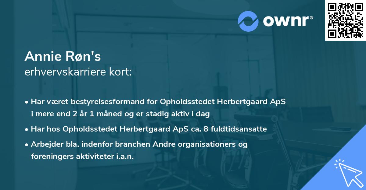 Annie Røn's erhvervskarriere kort