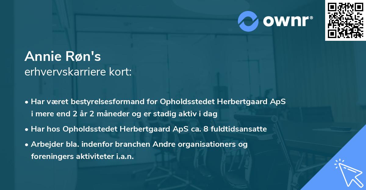 Annie Røn's erhvervskarriere kort