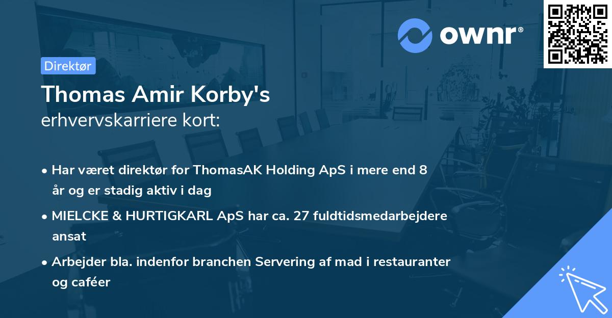Thomas Amir Korby's erhvervskarriere kort