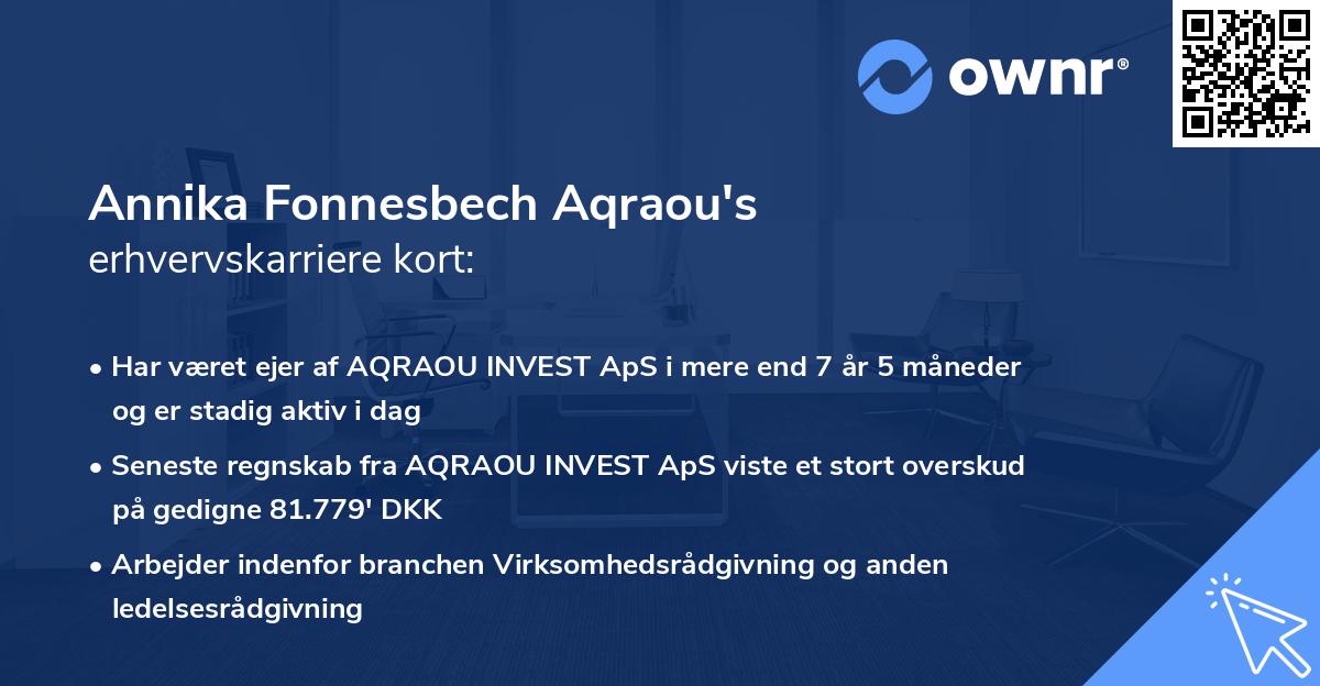 Annika Fonnesbech Aqraou's erhvervskarriere kort