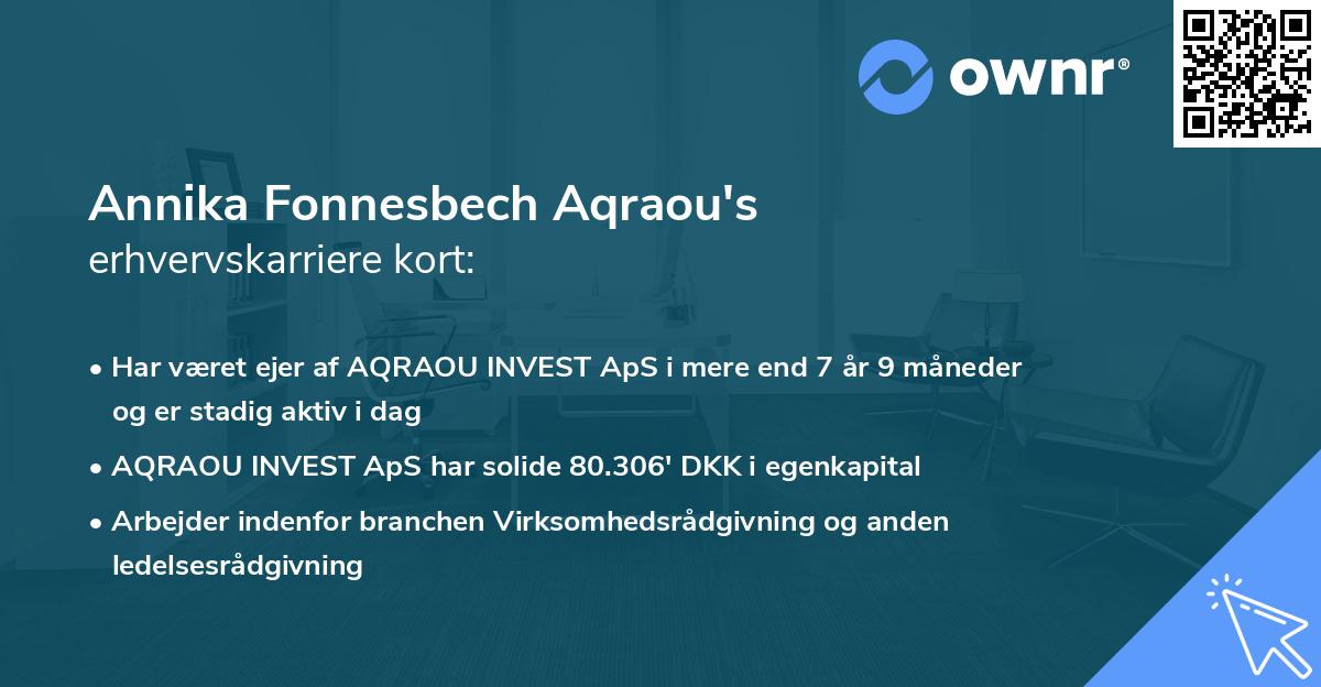 Annika Fonnesbech Aqraou's erhvervskarriere kort