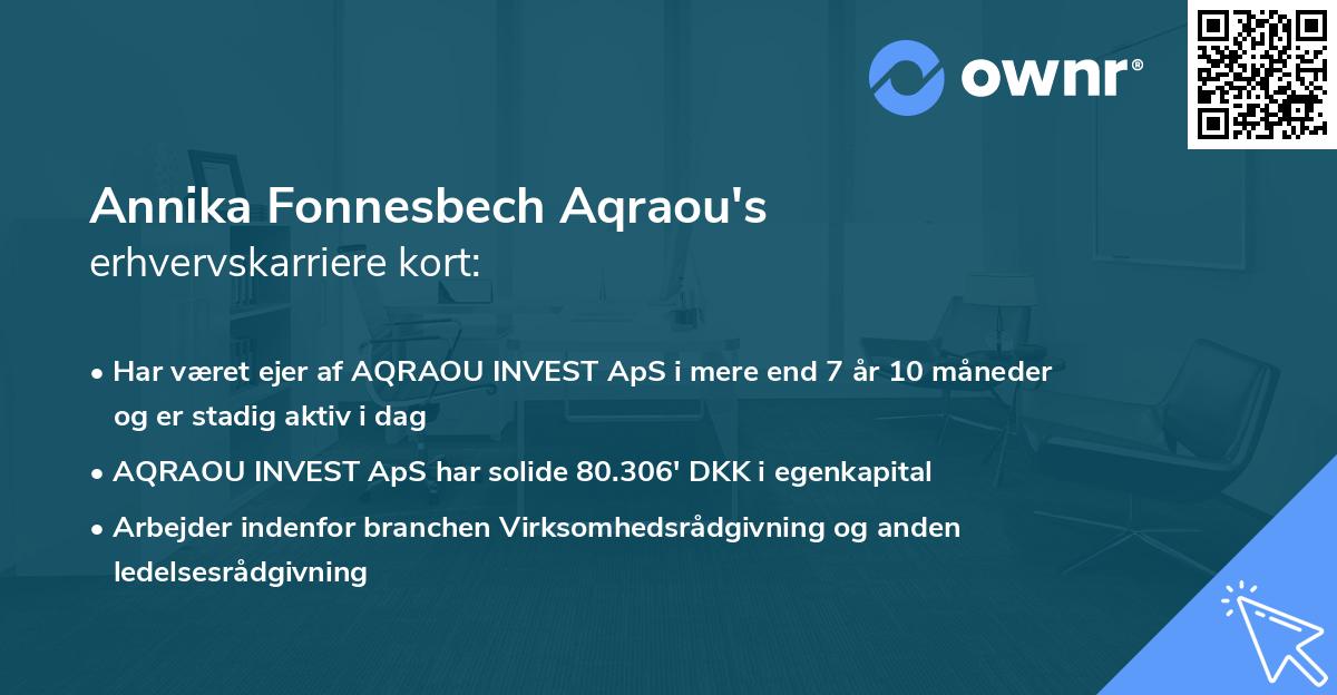 Annika Fonnesbech Aqraou's erhvervskarriere kort