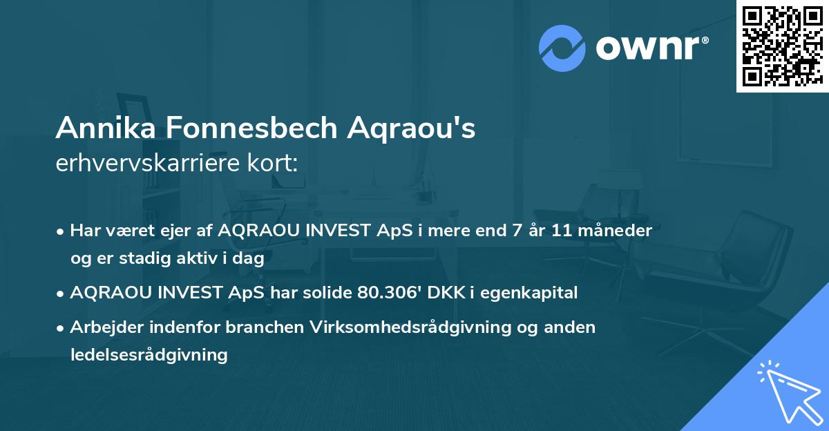 Annika Fonnesbech Aqraou's erhvervskarriere kort