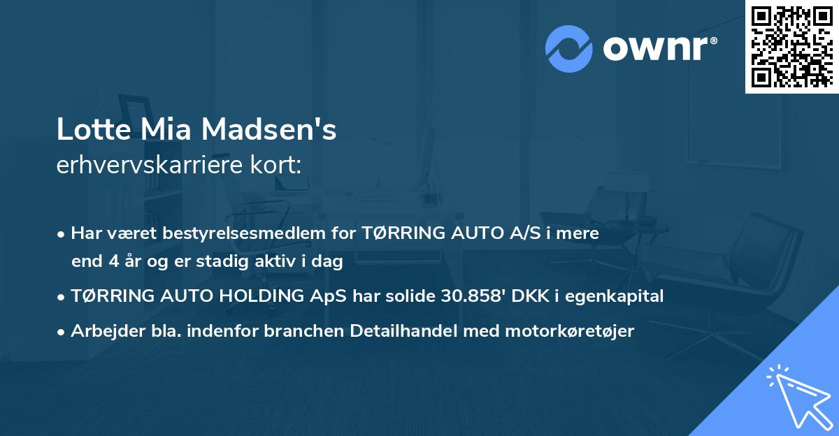 Lotte Mia Madsen's erhvervskarriere kort