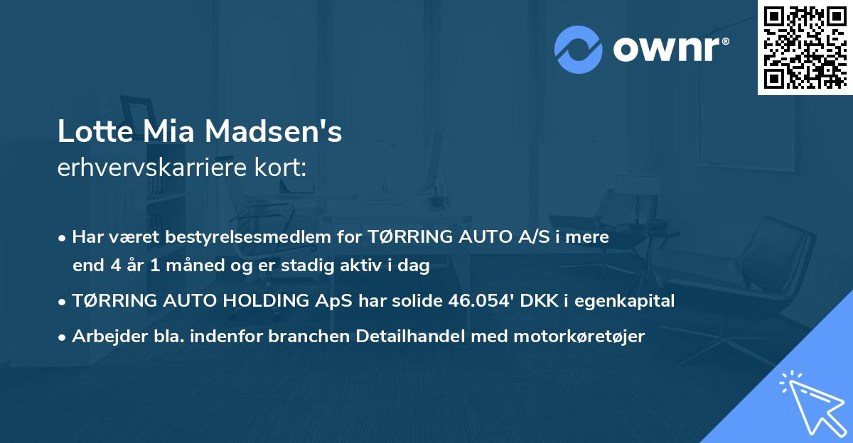 Lotte Mia Madsen's erhvervskarriere kort