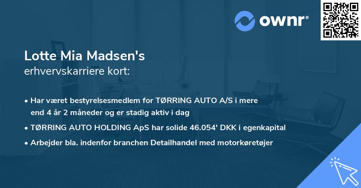 Lotte Mia Madsen's erhvervskarriere kort