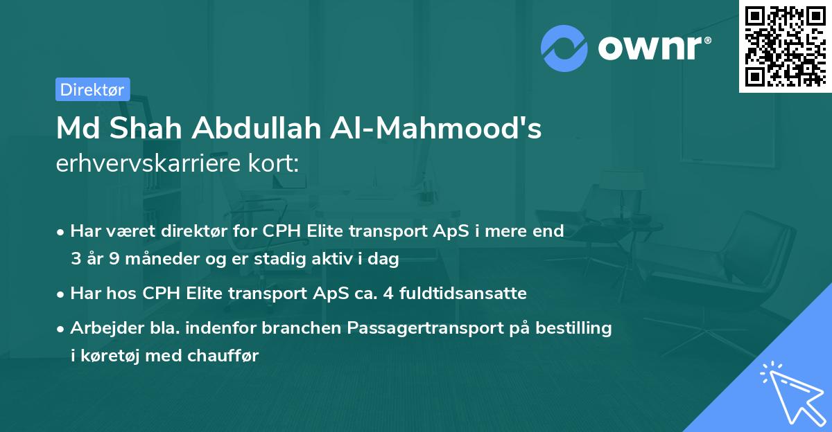 Md Shah Abdullah Al-Mahmood's erhvervskarriere kort