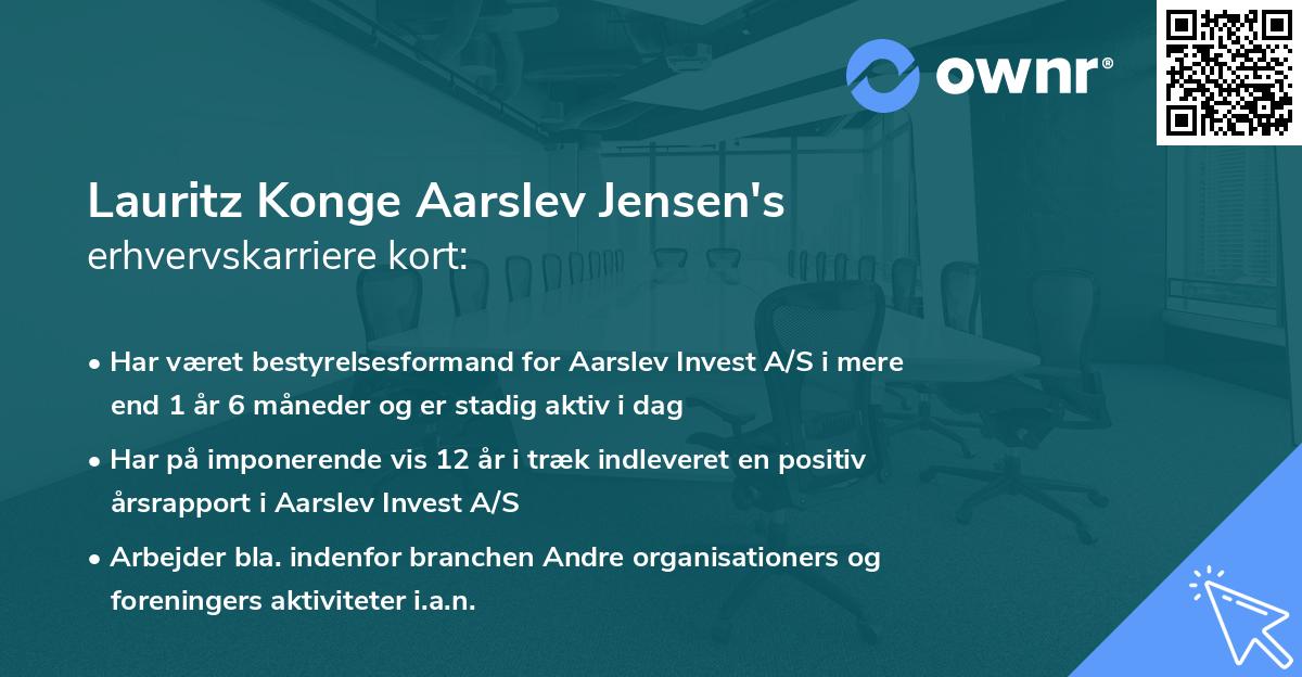 Lauritz Konge Aarslev Jensen's erhvervskarriere kort