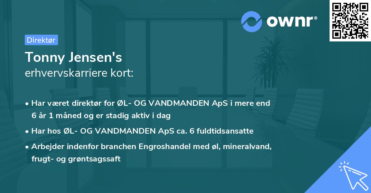 Tonny Jensen's erhvervskarriere kort