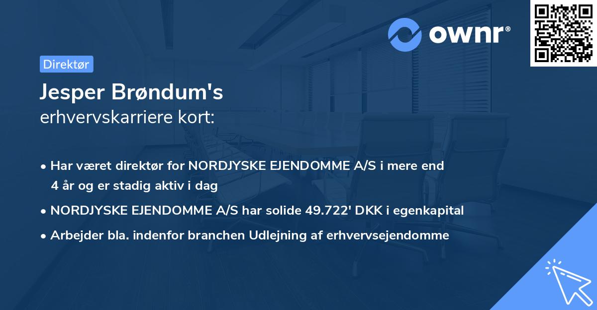 Jesper Brøndum's erhvervskarriere kort
