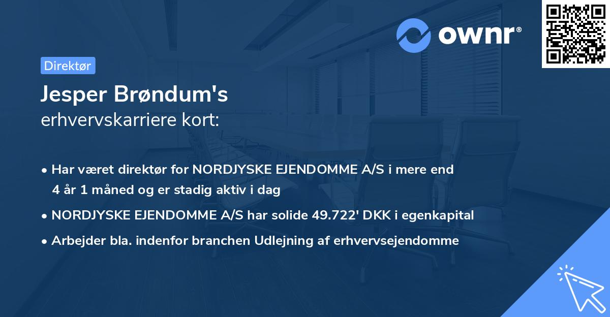 Jesper Brøndum's erhvervskarriere kort