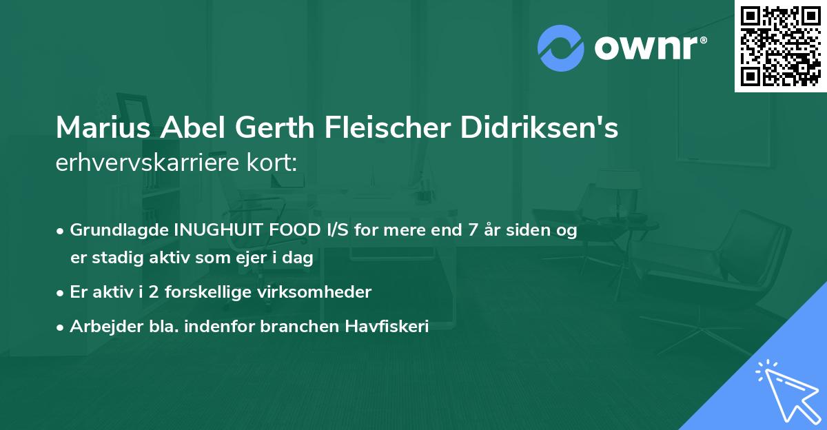 Marius Abel Gerth Fleischer Didriksen's erhvervskarriere kort