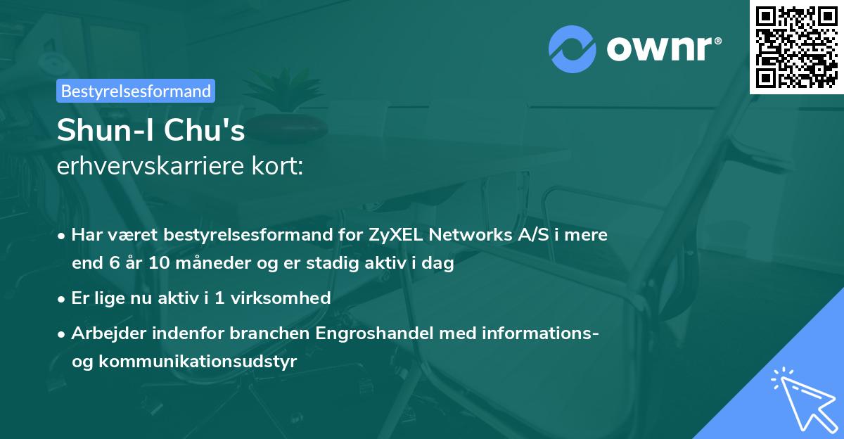 Shun-I Chu's erhvervskarriere kort