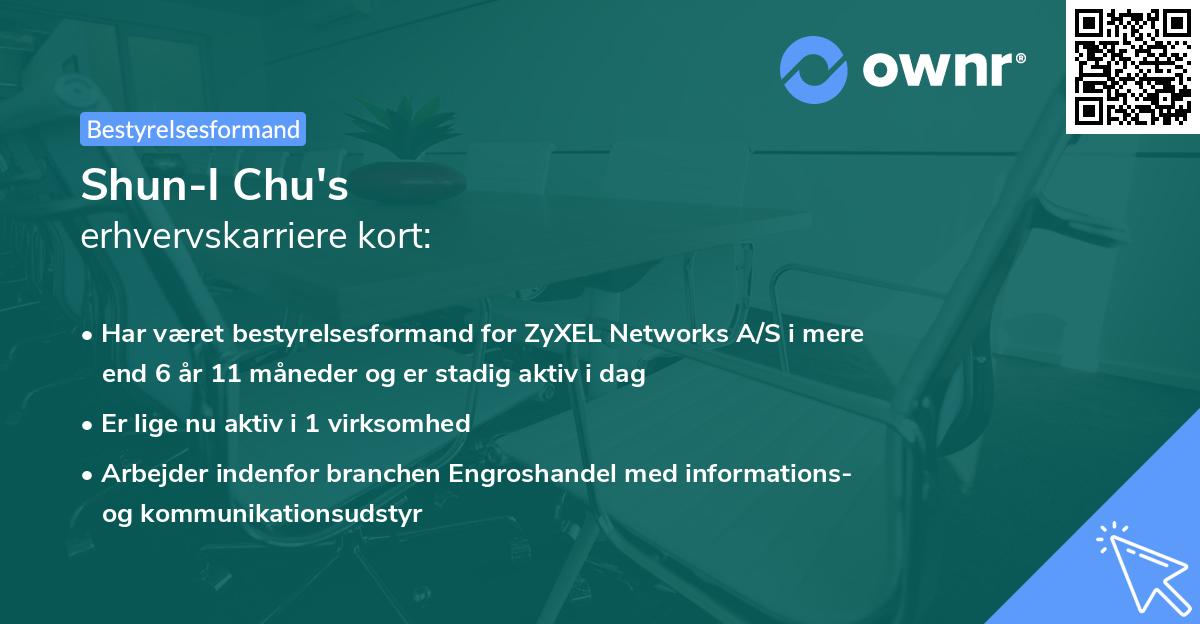 Shun-I Chu's erhvervskarriere kort