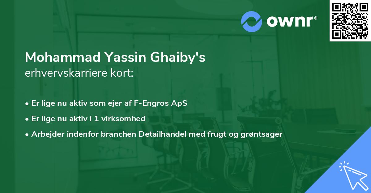 Mohammad Yassin Ghaiby's erhvervskarriere kort