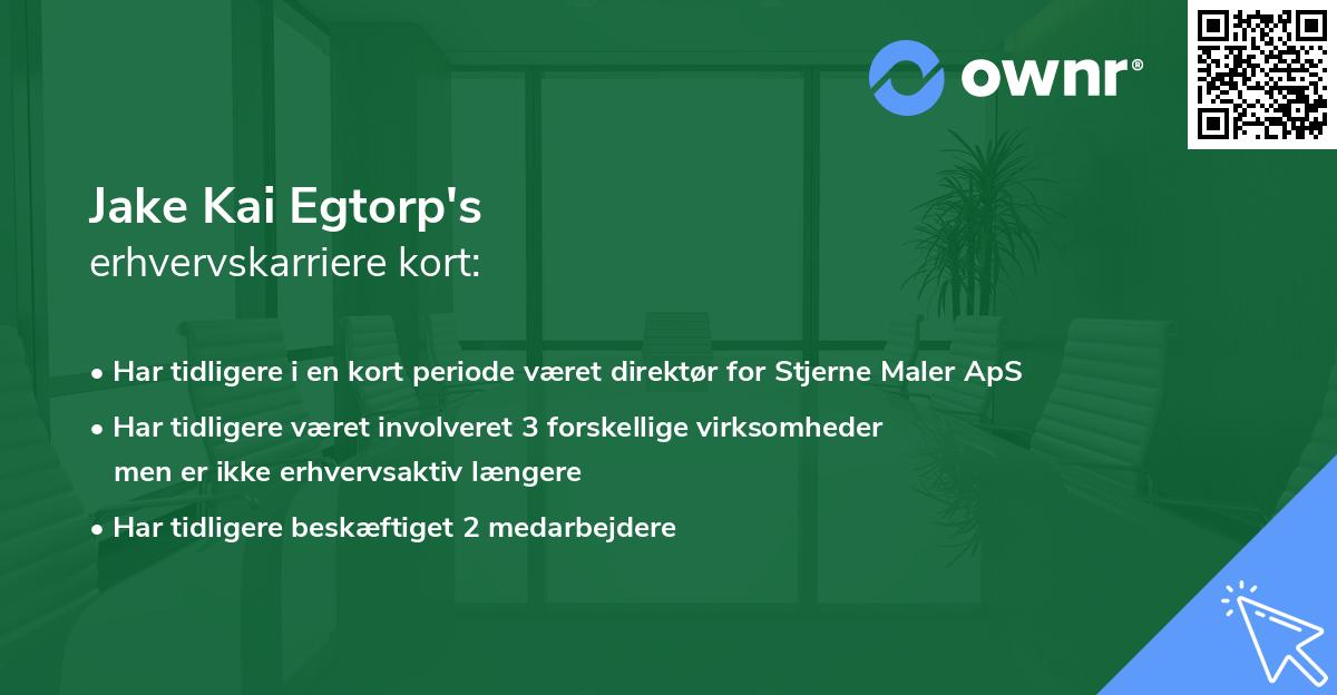 Jake Kai Egtorp's erhvervskarriere kort