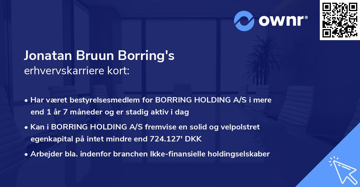 Jonatan Bruun Borring's erhvervskarriere kort