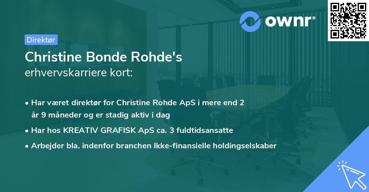 Christine Bonde Rohde's erhvervskarriere kort