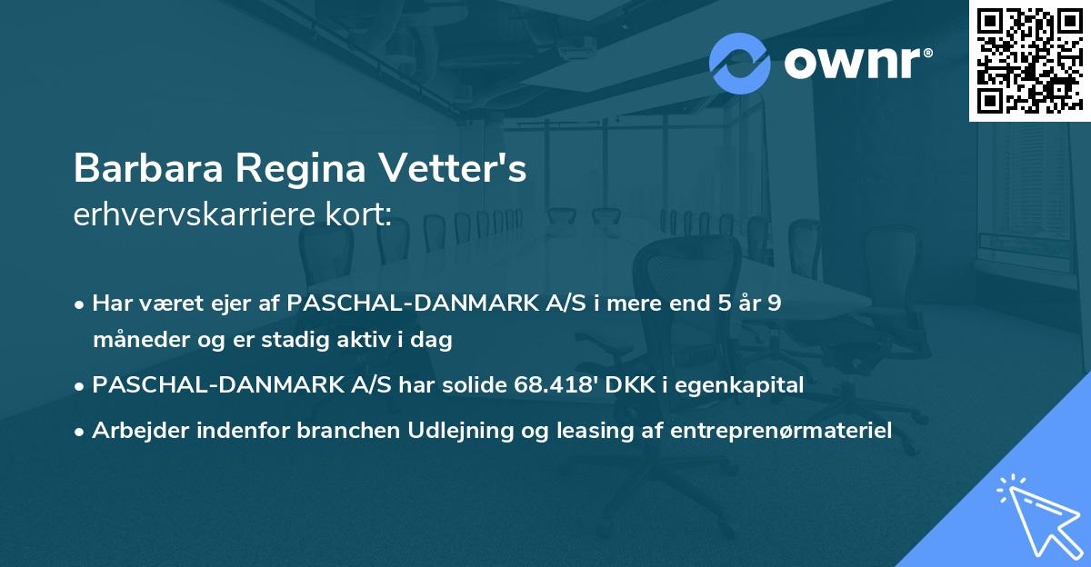 Barbara Regina Vetter's erhvervskarriere kort