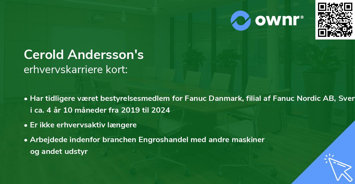 Cerold Andersson's erhvervskarriere kort