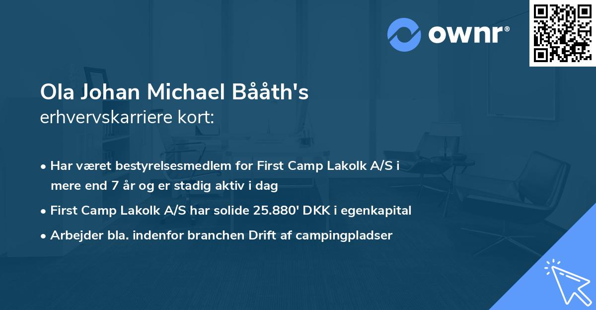 Ola Johan Michael Bååth's erhvervskarriere kort