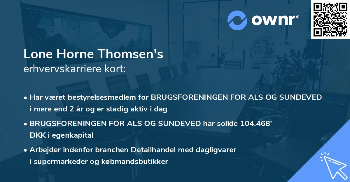 Lone Horne Thomsen's erhvervskarriere kort